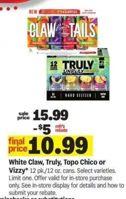 Meijer White Claw, Truly, Topo Chico or Vizzy offer