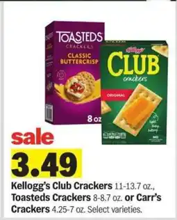 Meijer Kellogg's Club Crackers, Toasteds Crackers, or Carr’s Crackers offer