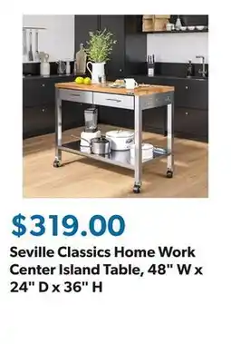 Sam's Club Seville Classics Home Work Center Island Table, 48 W x 24 D x 36 H offer