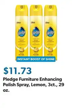 Sam's Club Pledge Furniture Enhancing Polish Spray, Lemon, 3ct., 29 oz offer