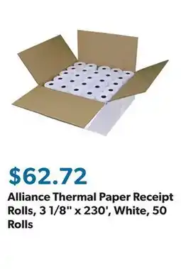 Sam's Club Alliance Thermal Paper Receipt Rolls, 3 1/8 x 230', White, 50 Rolls offer
