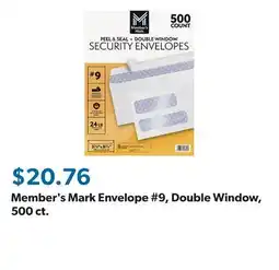 Sam's Club Member's Mark Envelope #9, Double Window, 500 ct offer