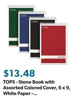 Sam's Club TOPS - Steno Book with Assorted Colored Cover, 6 x 9, White Paper - 4 80-Sheet Pads/Pack offer