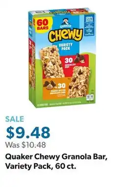 Sam's Club Quaker Chewy Granola Bar, Variety Pack, 60 ct offer