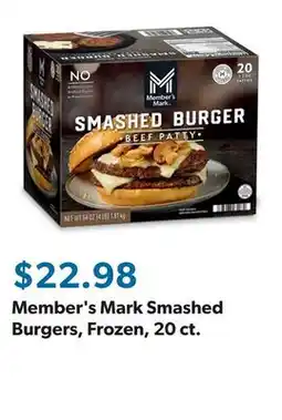 Sam's Club Member's Mark Smashed Burgers, Frozen, 20 ct offer