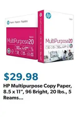 Sam's Club HP Multipurpose Copy Paper, 8.5 x 11, 96 Bright, 20 lbs., 5 Reams (2,500 sheets) offer