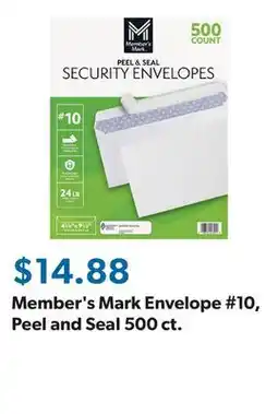 Sam's Club Member's Mark Envelope #10, Peel and Seal 500 ct offer