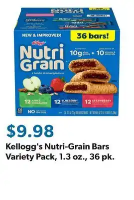 Sam's Club Kellogg's Nutri-Grain Bars Variety Pack, 1.3 oz., 36 pk offer