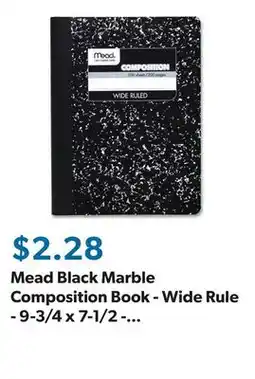 Sam's Club Mead Black Marble Composition Book - Wide Rule - 9-3/4 x 7-1/2 - 100 Sheets offer
