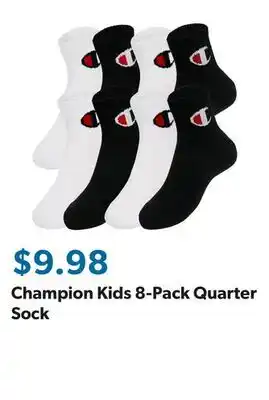Sam's Club Champion Kids 8-Pack Quarter Sock offer