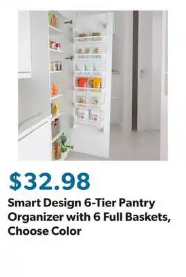 Sam's Club Smart Design 6-Tier Pantry Organizer with 6 Full Baskets, Choose Color offer
