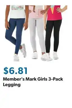 Sam's Club Member's Mark Girls 3-Pack Legging offer