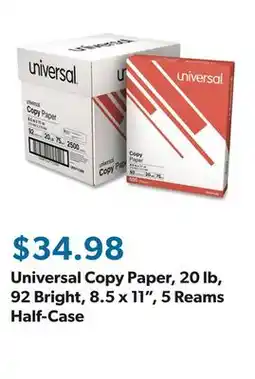 Sam's Club Universal Copy Paper, 20 lb, 92 Bright, 8.5 x 11, 5 Reams Half-Case offer