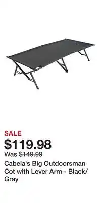 Cabela's Cabela's Big Outdoorsman Cot with Lever Arm - Black/Gray offer