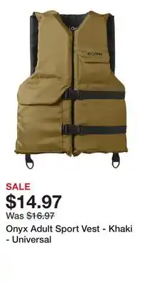 Cabela's Onyx Adult Sport Vest - Khaki - Universal offer