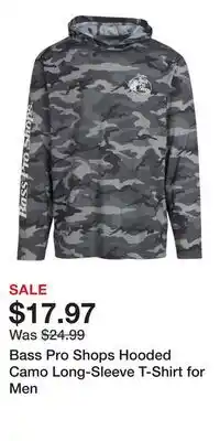 Cabela's Bass Pro Shops Hooded Camo Long-Sleeve T-Shirt for Men offer
