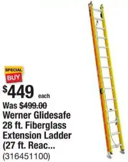 The Home Depot Werner Glidesafe 28 ft. Fiberglass Extension Ladder offer