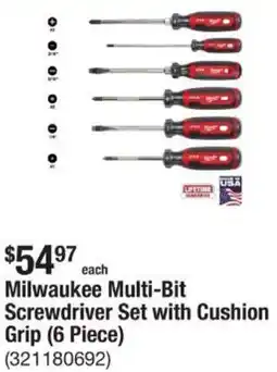 The Home Depot Milwaukee Multi-Bit Screwdriver Set with Cushion Grip offer