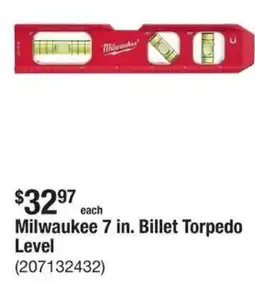 The Home Depot Milwaukee 7 in. Billet Torpedo Level offer