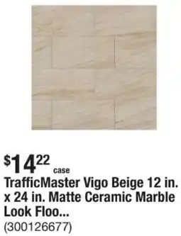 The Home Depot TrafficMaster Vigo Beige 12 in. x 24 in. Matte Ceramic Marble Look offer
