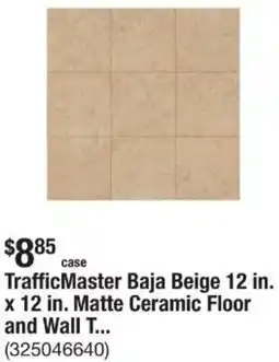 The Home Depot TrafficMaster Baja Beige 12 in. x 12 in. Matte Ceramic Floor and Wall offer