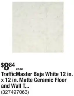 The Home Depot TrafficMaster Baja White 12 in. x 12 in. Matte Ceramic Floor and Wall offer