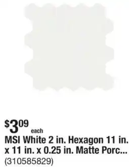 The Home Depot MSI White 2 in. Hexagon 11 in. x 11 in. x 0.25 in. Matte offer
