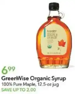 Publix GreenWise Organic Syrup 100% Pure Maple offer