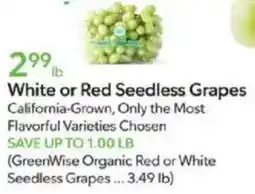 Publix White or Red Seedless Grapes offer