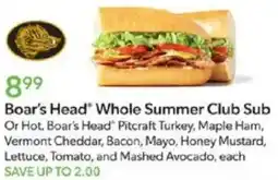 Publix Boar's Head Whole Summer Club Sub offer