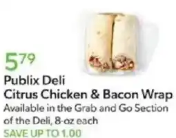 Publix Publix Deli Citrus Chicken & Bacon Wrap offer
