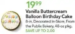 Publix Vanilla Buttercream Balloon Birthday Cake offer