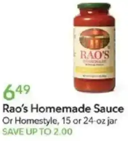 Publix Rao's Homemade Sauce Or Homestyle offer