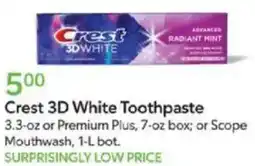 Publix Crest 3D White Toothpaste offer