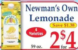 Market Basket Newman's Own Lemonade offer