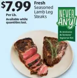 Aldi Fresh Seasoned Steaks Lamb Leg offer