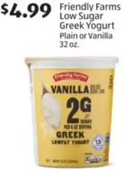 Aldi Friendly Farms Low Sugar Greek Yogurt offer