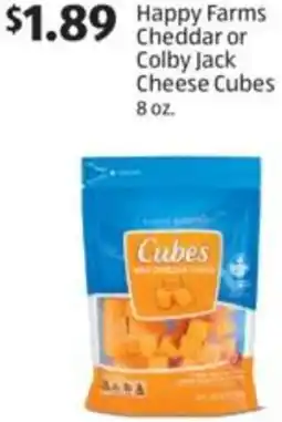 Aldi Happy Farms Cheddar or Colby Jack Cheese Cubes offer
