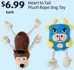 Aldi Heart to Tail Plush Rope Dog Toy offer