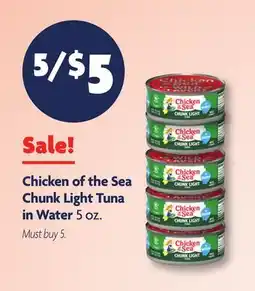 Family Dollar Chicken of the Sea Chunk Light Tuna in Water offer