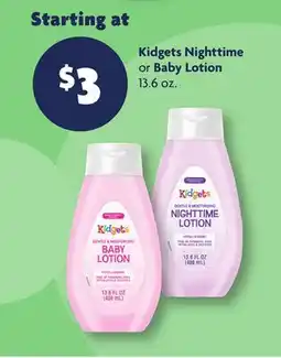 Family Dollar Kidgets Nighttime or Baby Lotion offer
