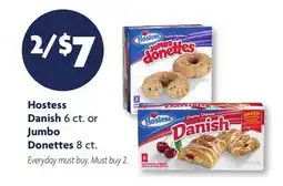 Family Dollar Hostess Danish 6 ct. or Jumbo Donettes 8 ct offer