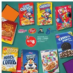 Family Dollar General Mills, Post, Quaker, or Kellogg's Cereals offer