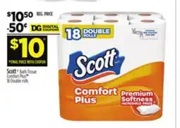 Dollar General Scott Bath Tissue Comfort Plus TM offer
