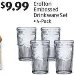 Aldi Crofton Embossed Drinkware Set offer