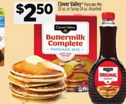 Dollar General Clover Valley Pancake Mix 32 oz. or Syrup 24 oz offer
