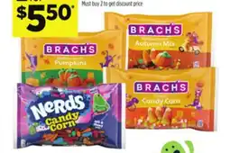 Dollar General Brach's Candy Corn or Hello creme Pumpkins or Autumns Mix 11 oz. or Nerds Candy corn 8 oz offer