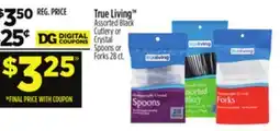 Dollar General True Living Assorted Black Cutlery or Crystal Spoons or Forks offer