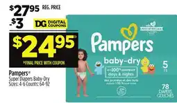 Dollar General Pampers Super Diapers Baby-Dry offer