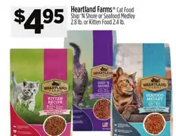Dollar General Heartland Farms Cat Food Ship'N Shore or Seafood Medley 2.8 lb. or Kitten Food 2.4 lb offer